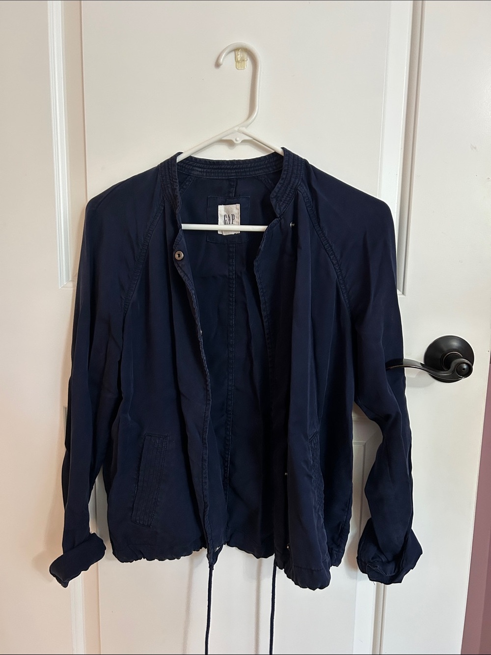 GAP Women's Navy Drawstring Bomber Jacket